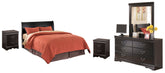 J&M Furniture - Ashley Furniture - Huey Vineyard Queen Sleigh Headboard with Dresser, Mirror and 2 Nightstands - Queen Sleigh Headboard with Dresser, Mirror and 2 Nightstands - B128B21
